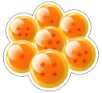 logo do filme, as bola do dragão, sete esferas com estrelas