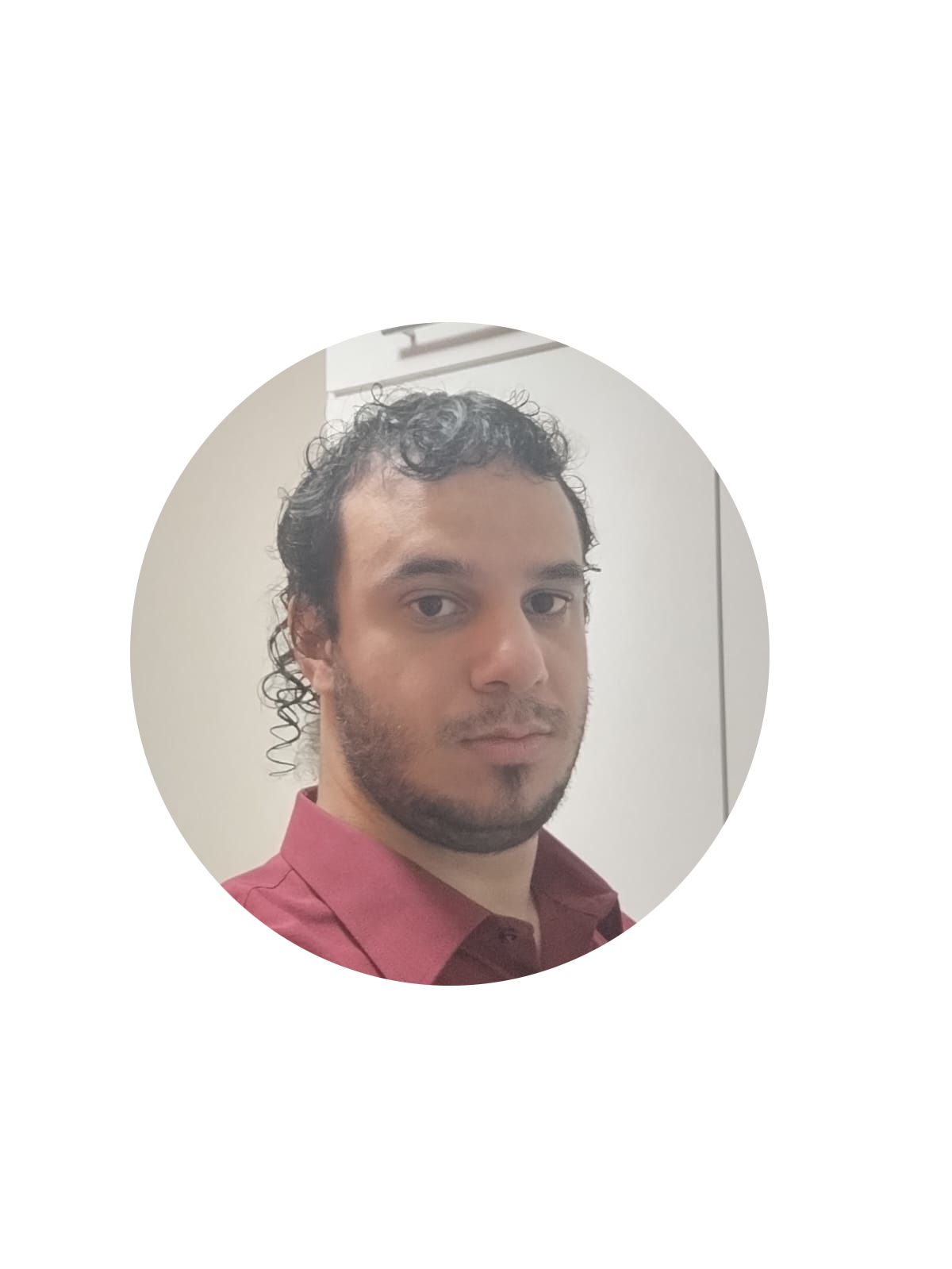 Foto de perfil cortada em elipse, homem vestido de forma formal